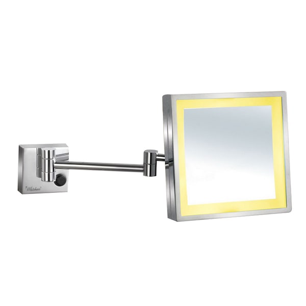 Whitehaus Square Wall Mount Led 5X Magnified Mirror, Polished Chrome WHMR25-C - main